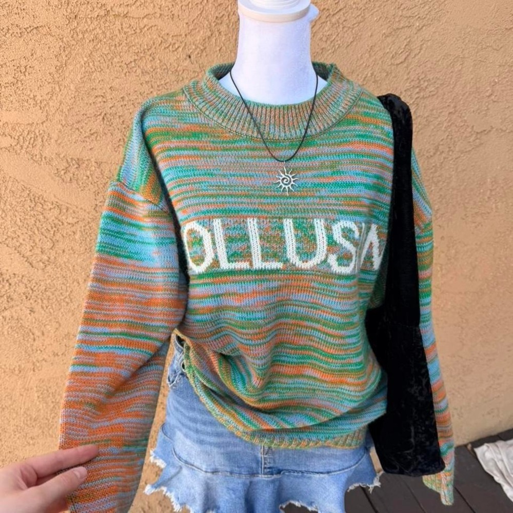 green orange and blue collusion sweatshirt
